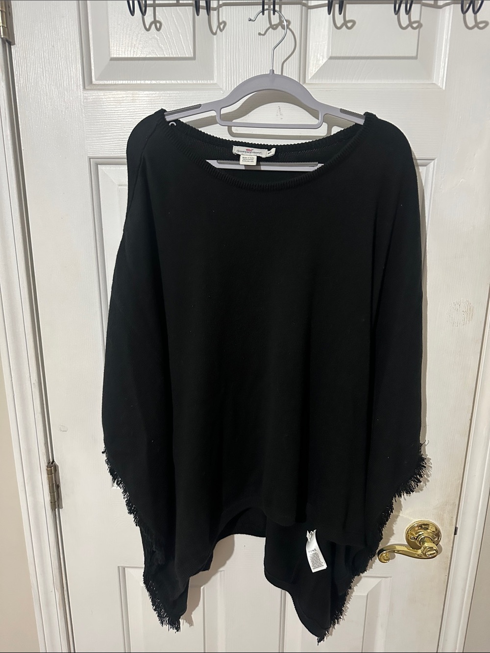 Vineyard Vines Black Knit Top Sweater Poncho